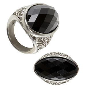 Mooie ring met zwarte gemsteen voor Halloween