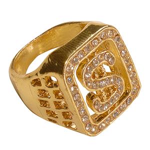 Carnavals-sieraden: Diamanten Dollar ring voor pimps