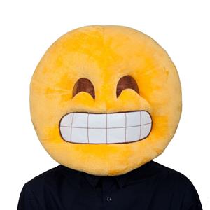 Origineel pluchen smiley masker met grijns op gezicht