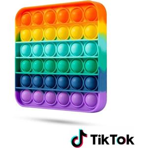 Geeek Pop it Fidget Toy Regenboog - Bekend van TikTok - Vierkant- Rainbow