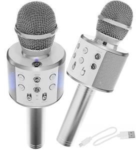 Geeek Draadloze Karaoke Microfoon Draadloos met Speaker Bluetooth Zilver Zilver