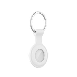 Geeek Icon Siliconen Hoesje met Sleutelhanger voor Apple AirTag - Cover met Sleutelhanger-ring - Wit