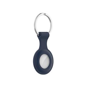 Geeek Icon Siliconen Hoesje met Sleutelhanger voor Apple AirTag - Cover met Sleutelhanger-ring - Navy Blauw