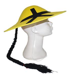 Chinese hoed met zwarte vlecht