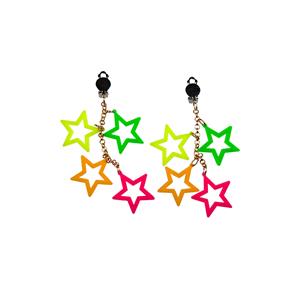 Leuke jaren 80 oorbellen met gekleurde neon sterren