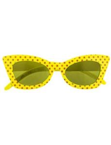 Vlinderbril 60-jaren in neon geel