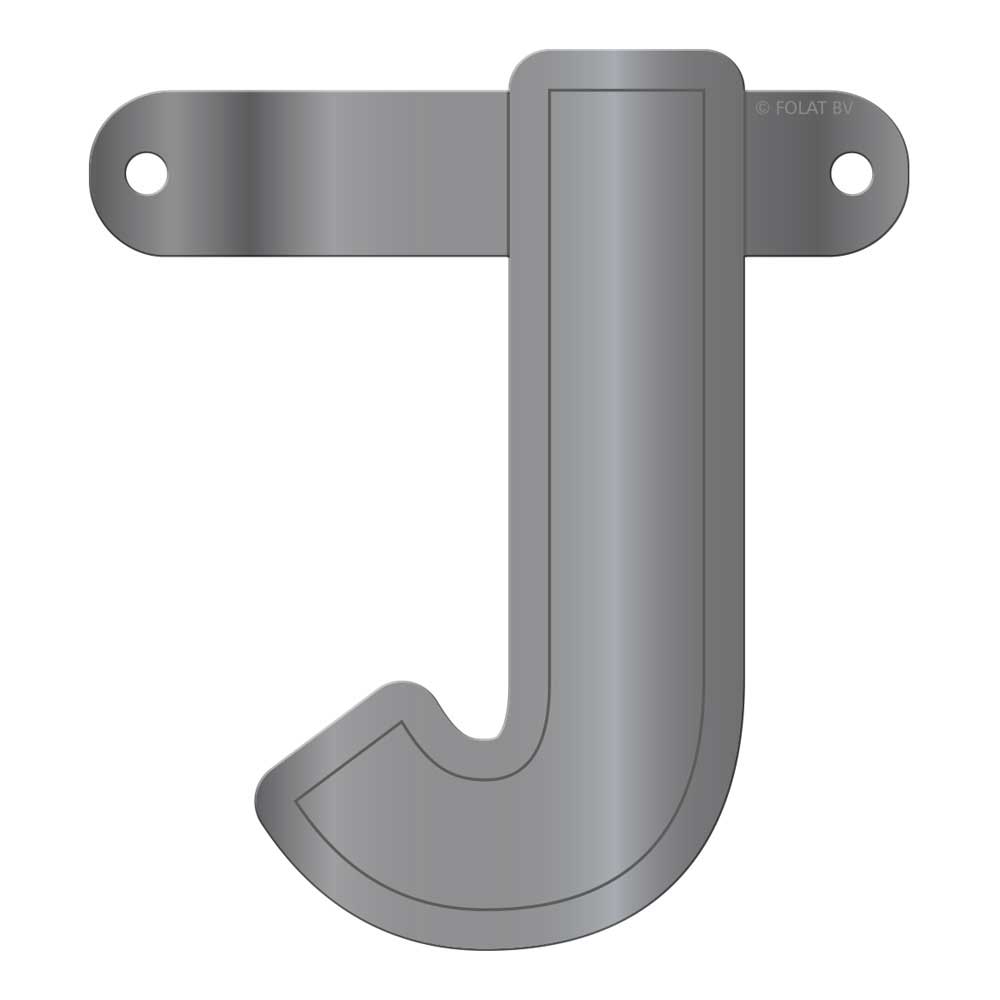 Banner letter j metallic zilver