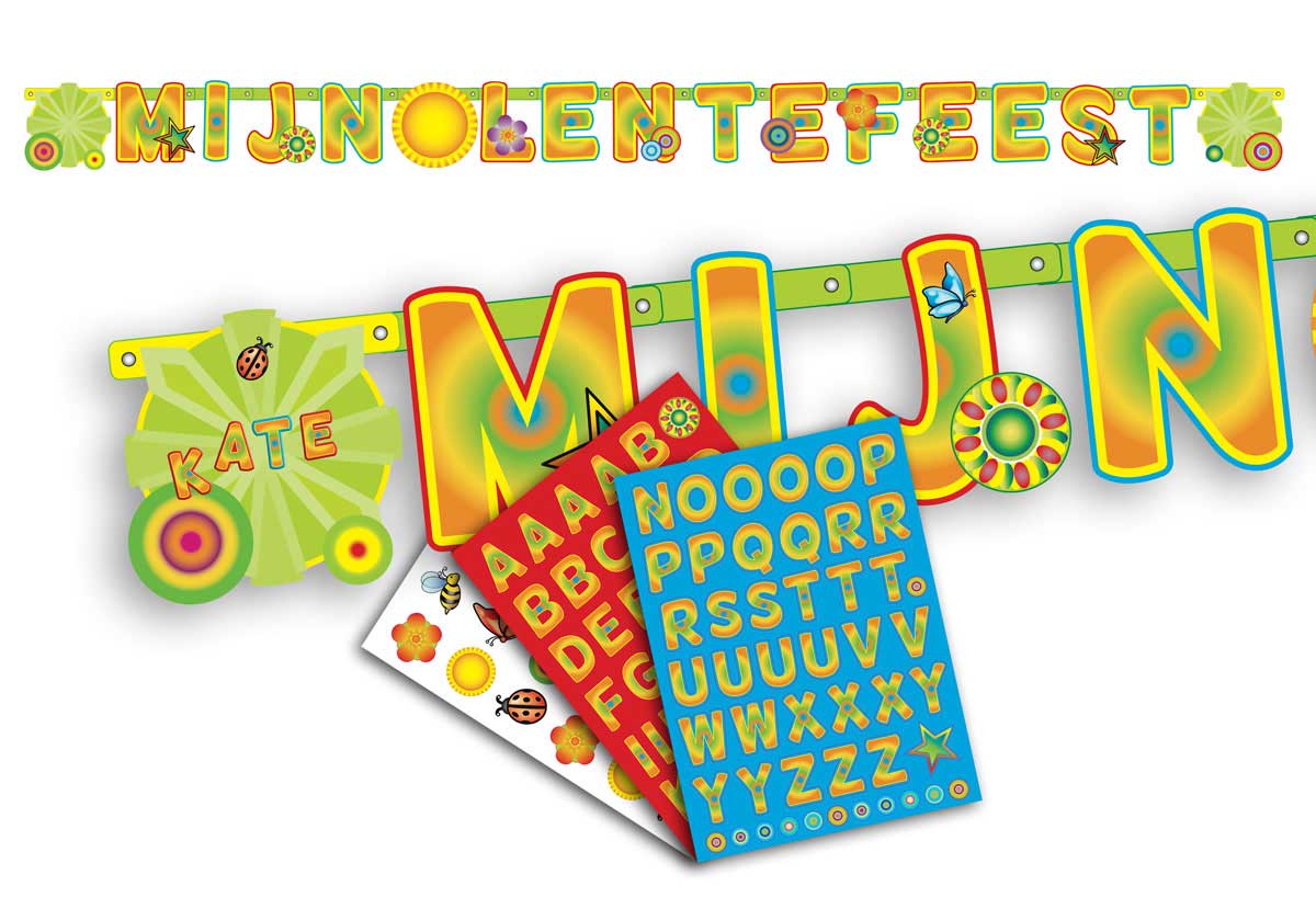 Lentefeest Letterslinger met Stickers - 2,5 mtr