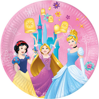 Procos Disney Princess Partyeller, 23cm, 8 Stück, Prinzessinnen Geburtstag