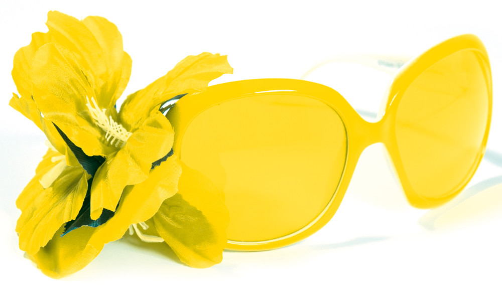 Bril audrey geel met bloem