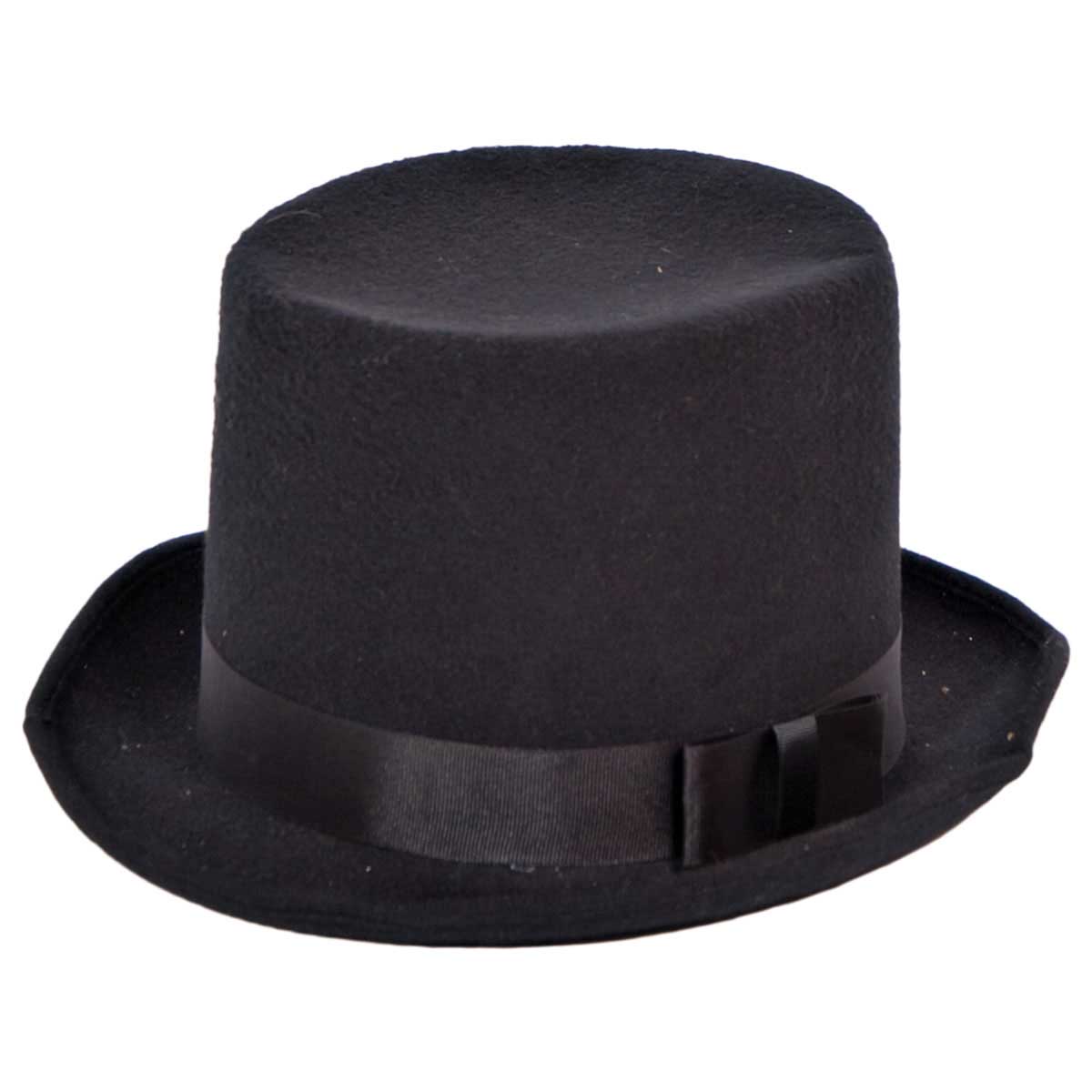 Hoge hoed zwart met strik