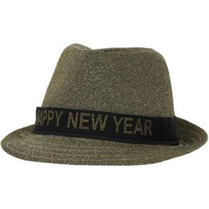 Trilby Hoed Happy New Year - Goud