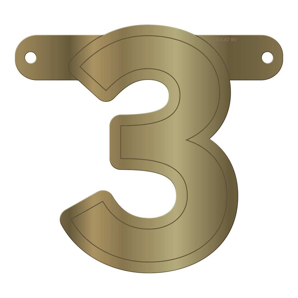Banner letter 3 metallic goud