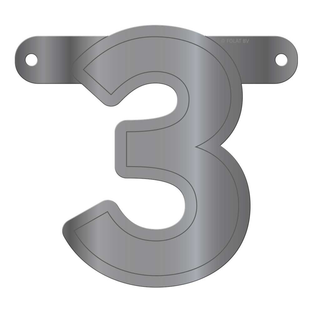 Banner letter 3 metallic zilver