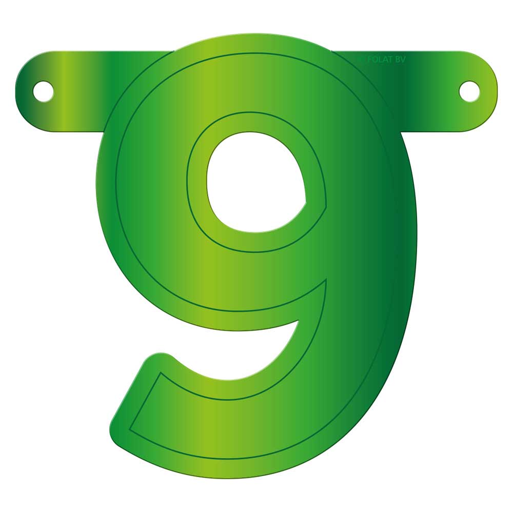 Banner letter 9 lime groen