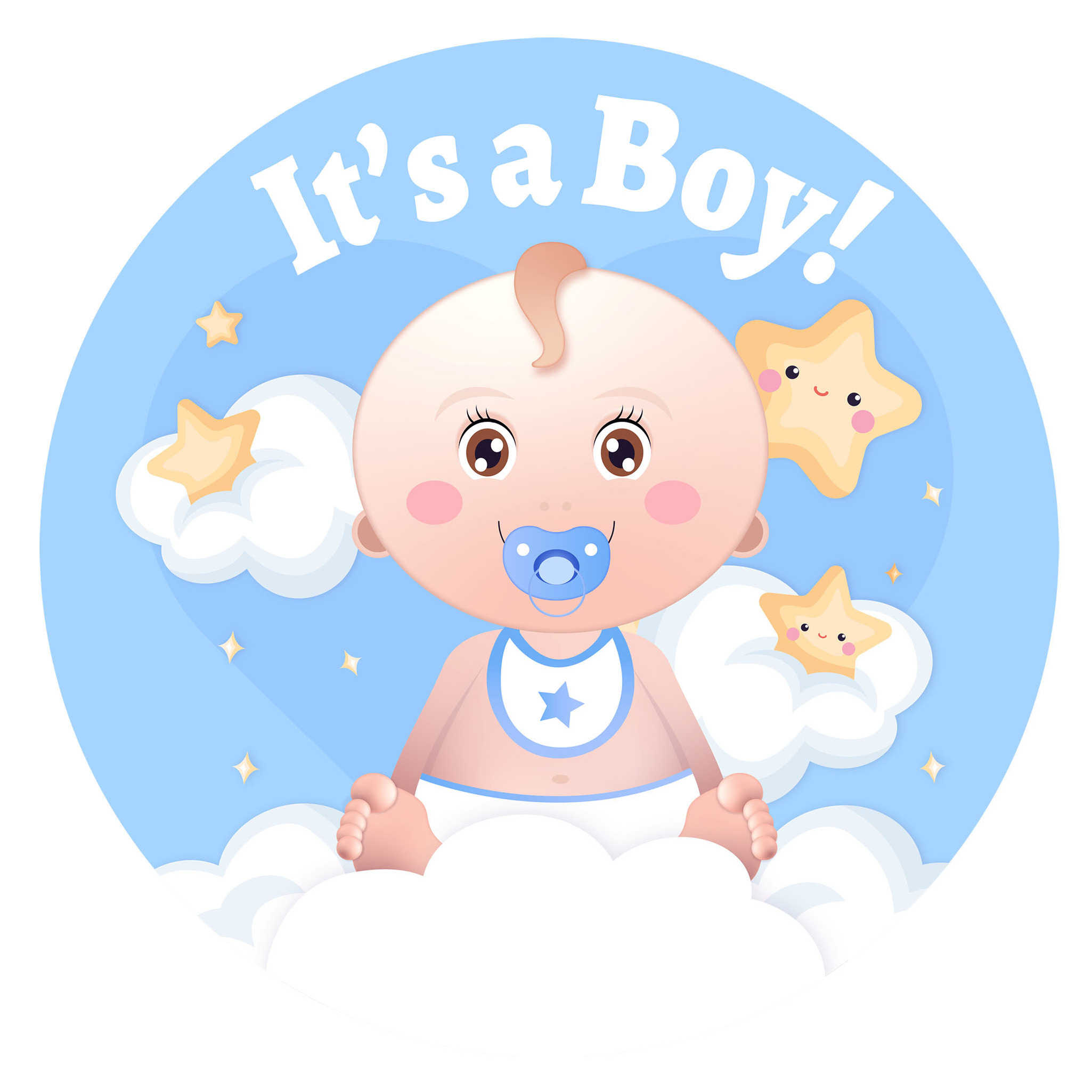 Funny Fashion Geboorte baby jongen thema wand/deur bord - D50 cm - blauw - karton - versieringen/feestartikelen -