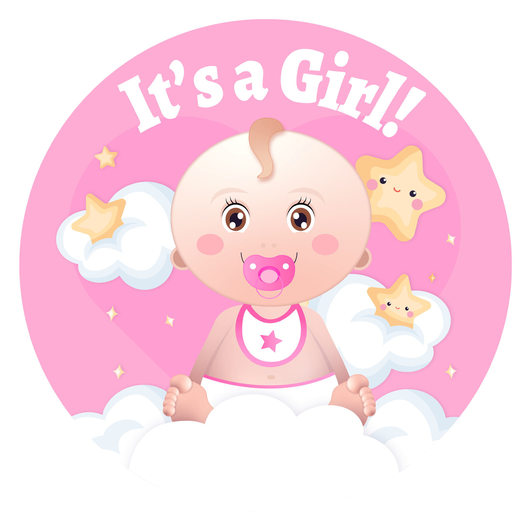 Funny Fashion Geboorte baby meisje thema wand/deur bord - D50 cm - roze - karton - versieringen/feestartikelen -