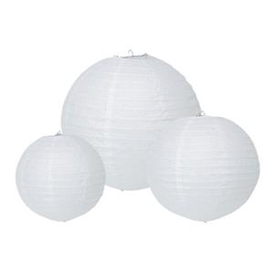 Lampion Papier Rosegoud/Wit, Set van 6