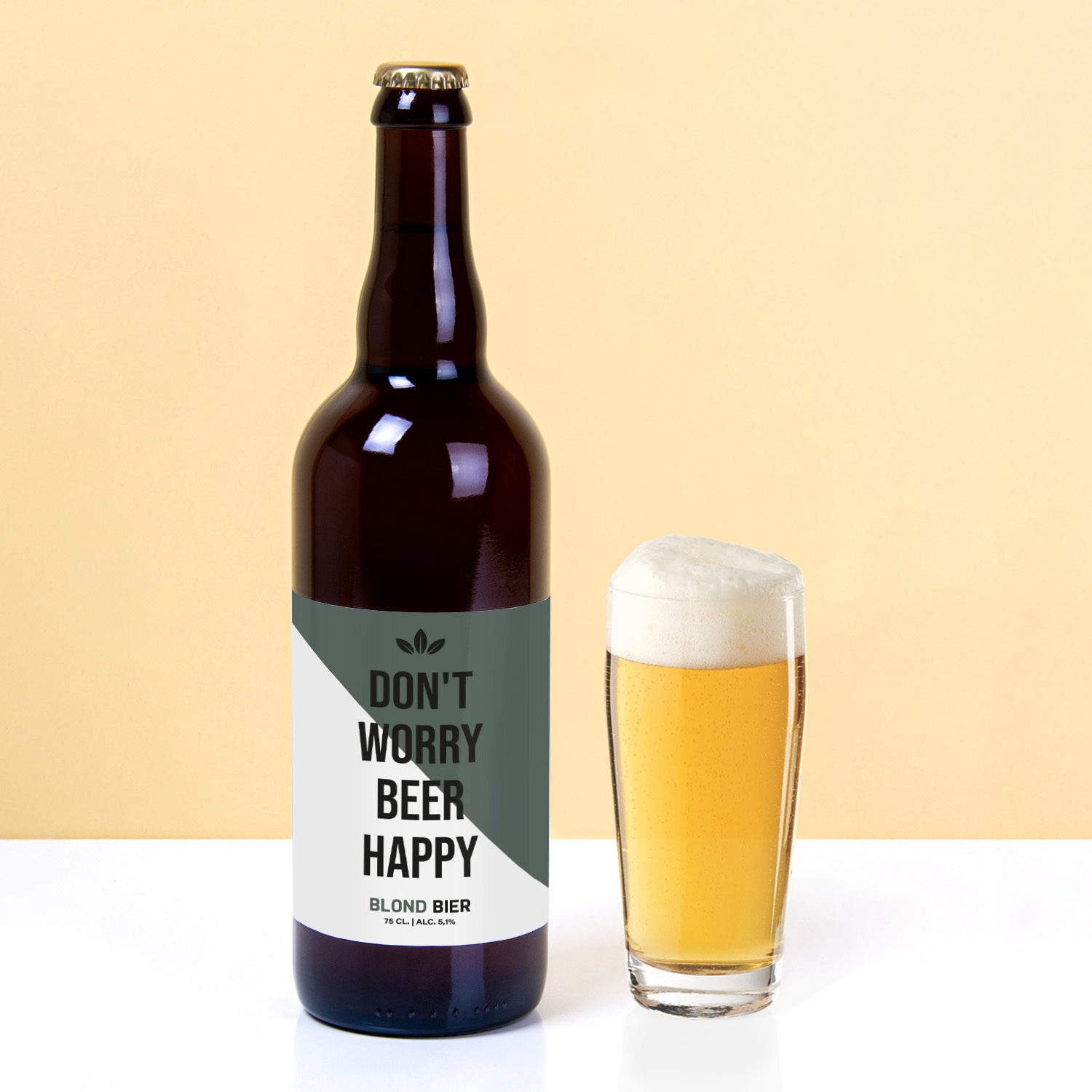 Ditverzinjeniet Bierfles Don't Worry Beer Happy (750ml)