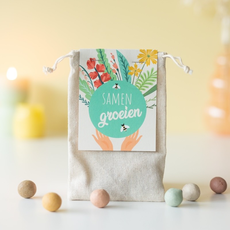 Bloompost Zaaibommetjes Samen Groeien | Brievenbus bloemenzaadjes | Cadeau met zaadjes door de brievenbus |  met aandacht voor de natuur