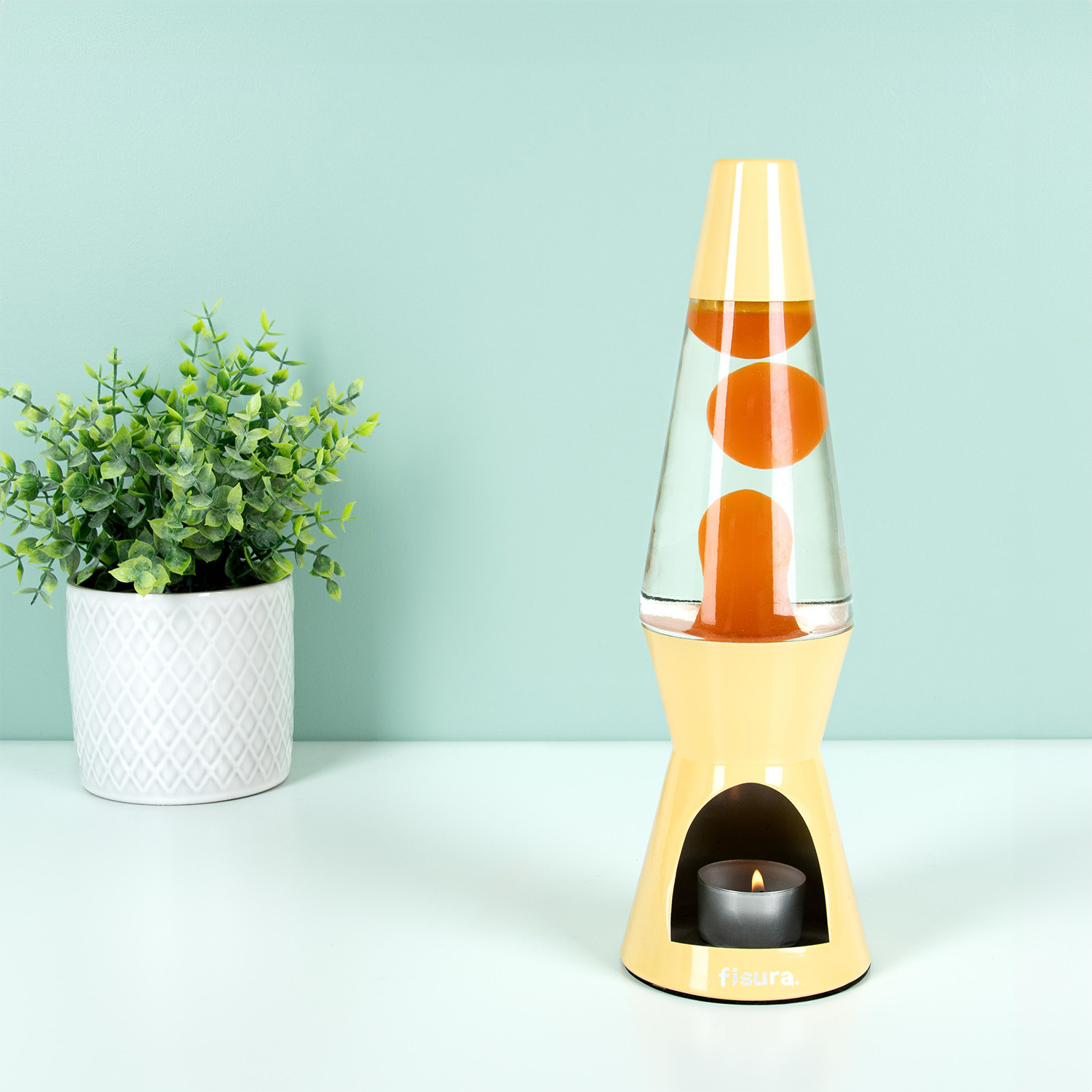 Fisura Waxinelicht Lavalamp - Geel Met Gele Lava