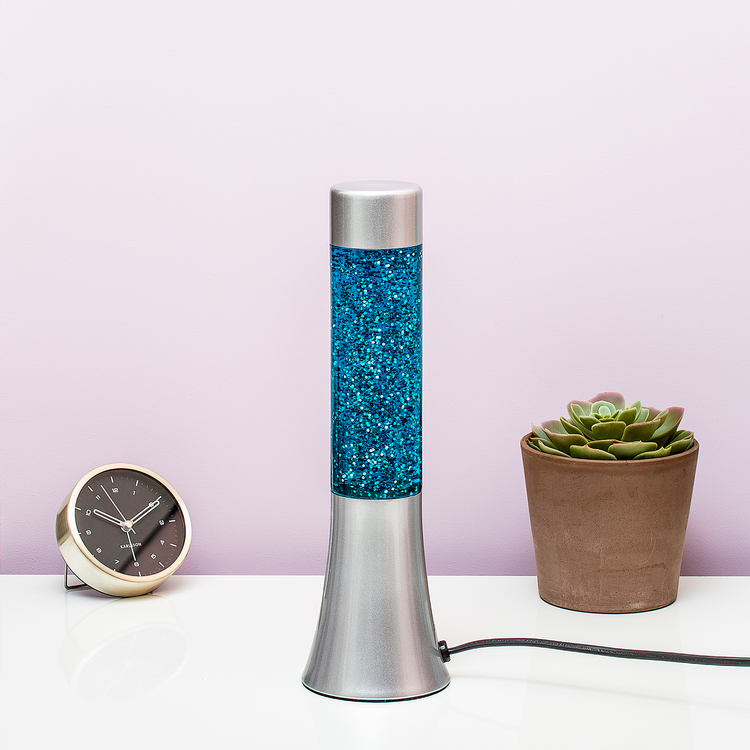 Fisura Mini Lavalamp Met Glitters - Zilver/blauw