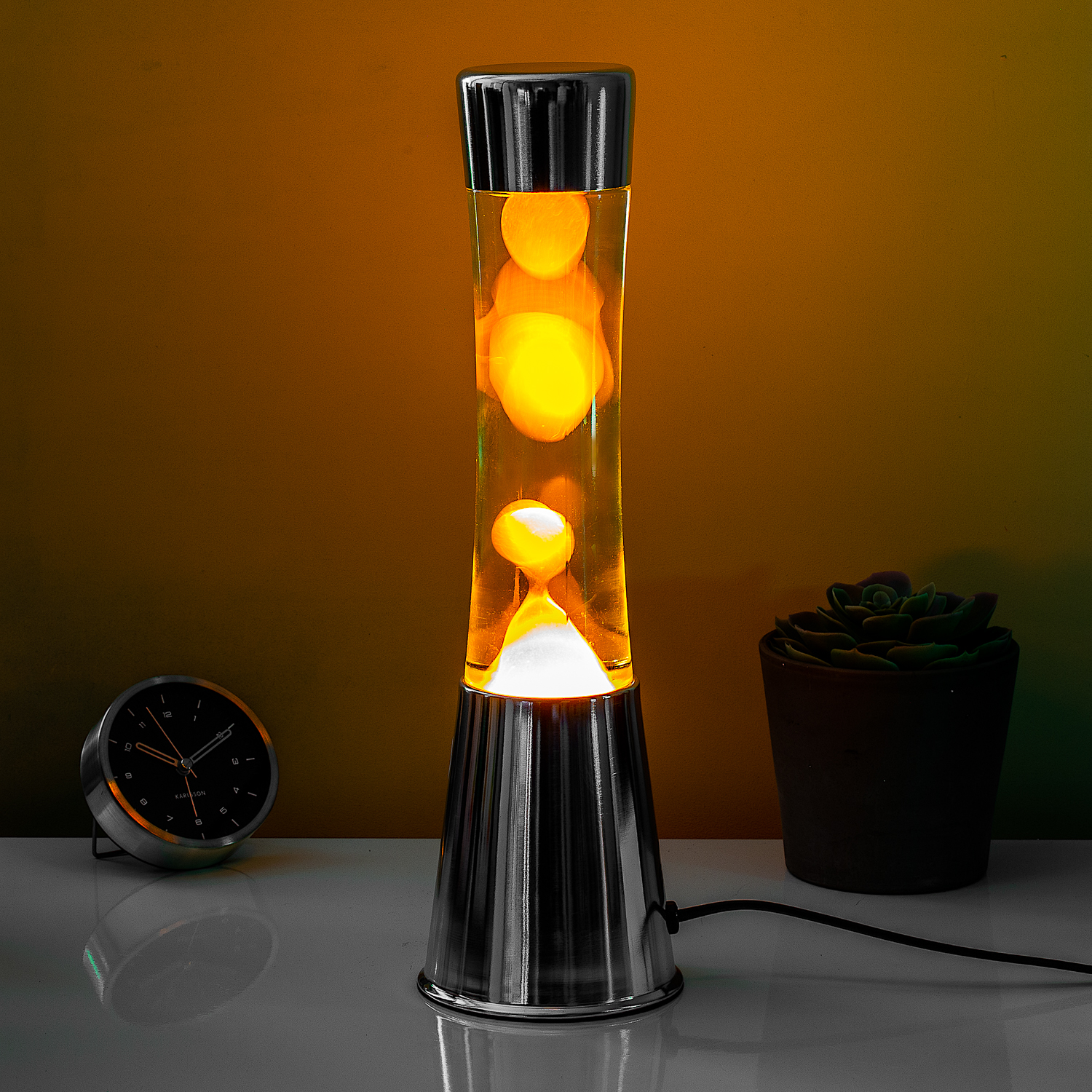 Fisura Lavalamp Zilver Met Oranje Lava