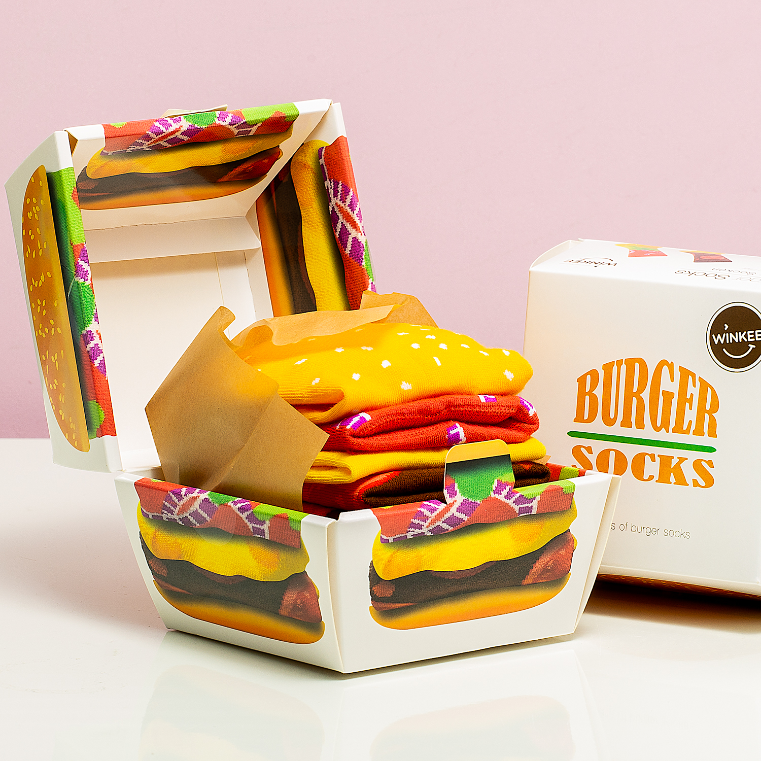 Winkee Hamburger Sokken In Doosje (set Van 2) - Maat 41 T/m 45
