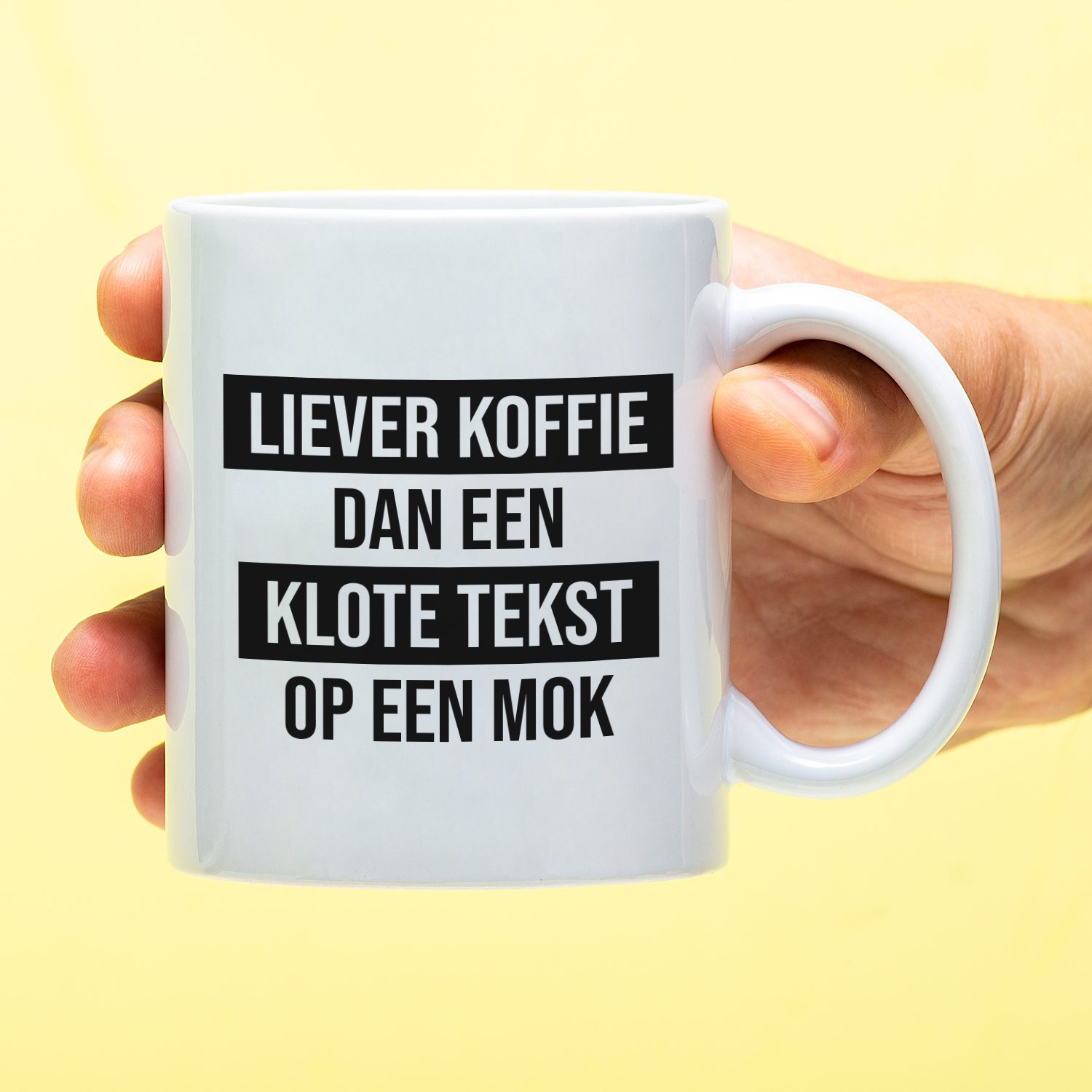 Ditverzinjeniet Mok Liever koffie dan tekst op een mok