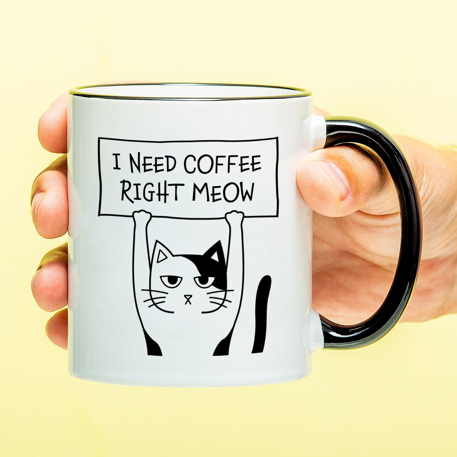 Ditverzinjeniet Mok I Need Coffee Right Meow