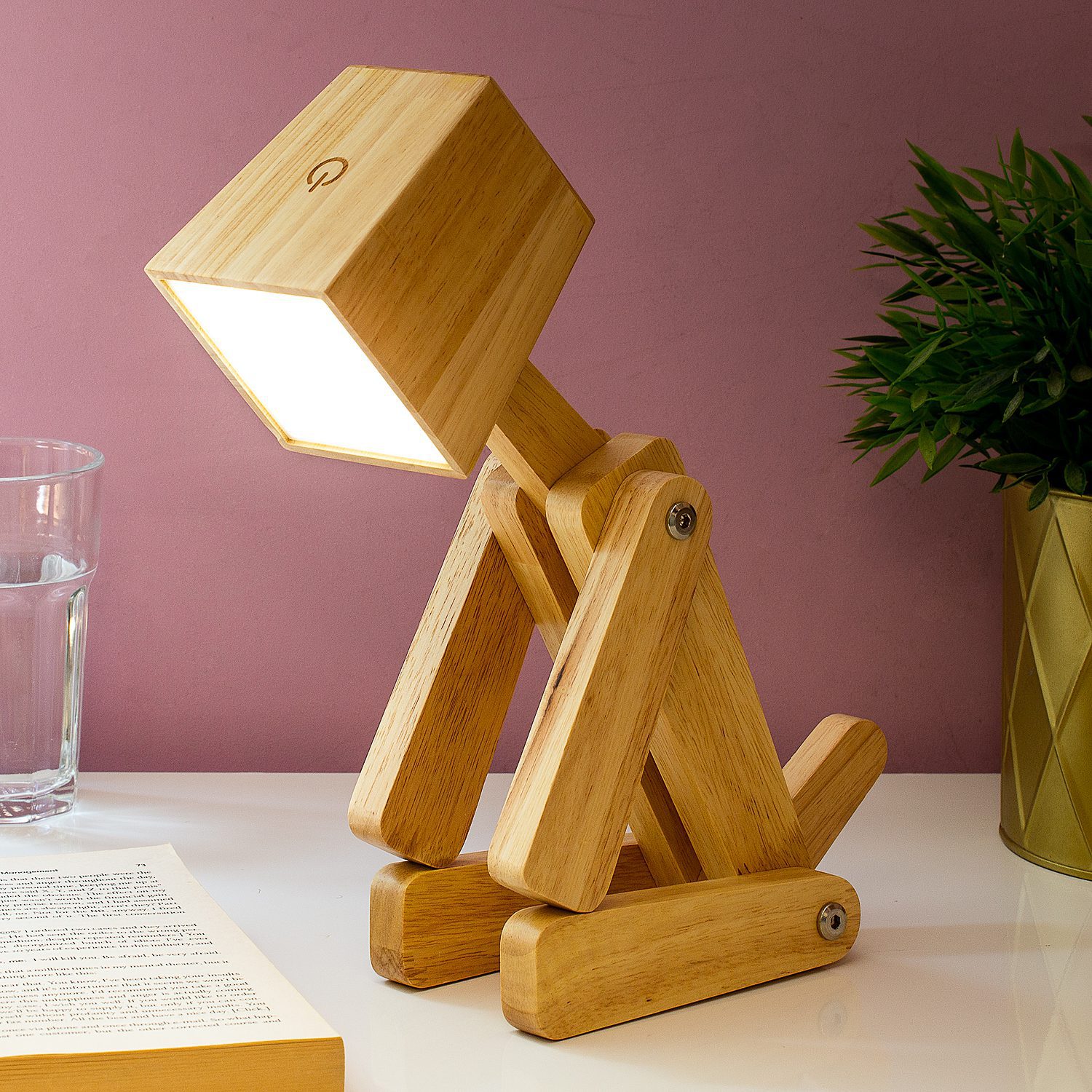 Winkee Houten tafellamp hond