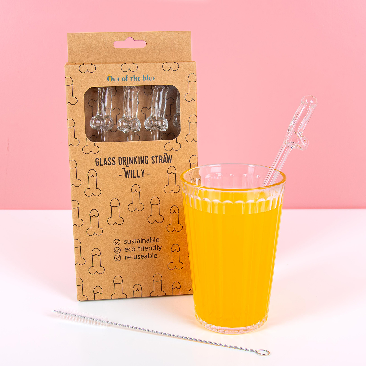 OOTB Glazen piemelrietjes (set van 4)