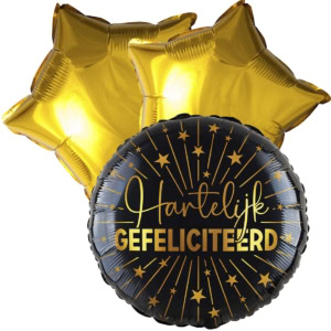 DeBallonnensite Ballon toefje happy birthday black goud