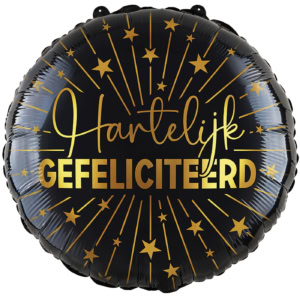 DeBallonnensite Hartelijk Gefeliciteerd zwart goud