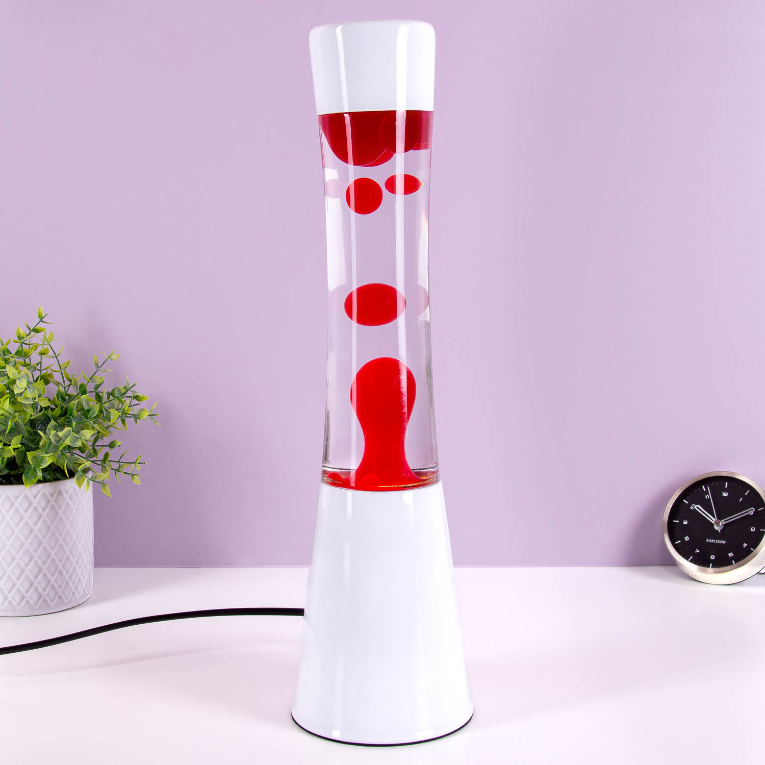 Fisura Lavalamp wit met rode lava