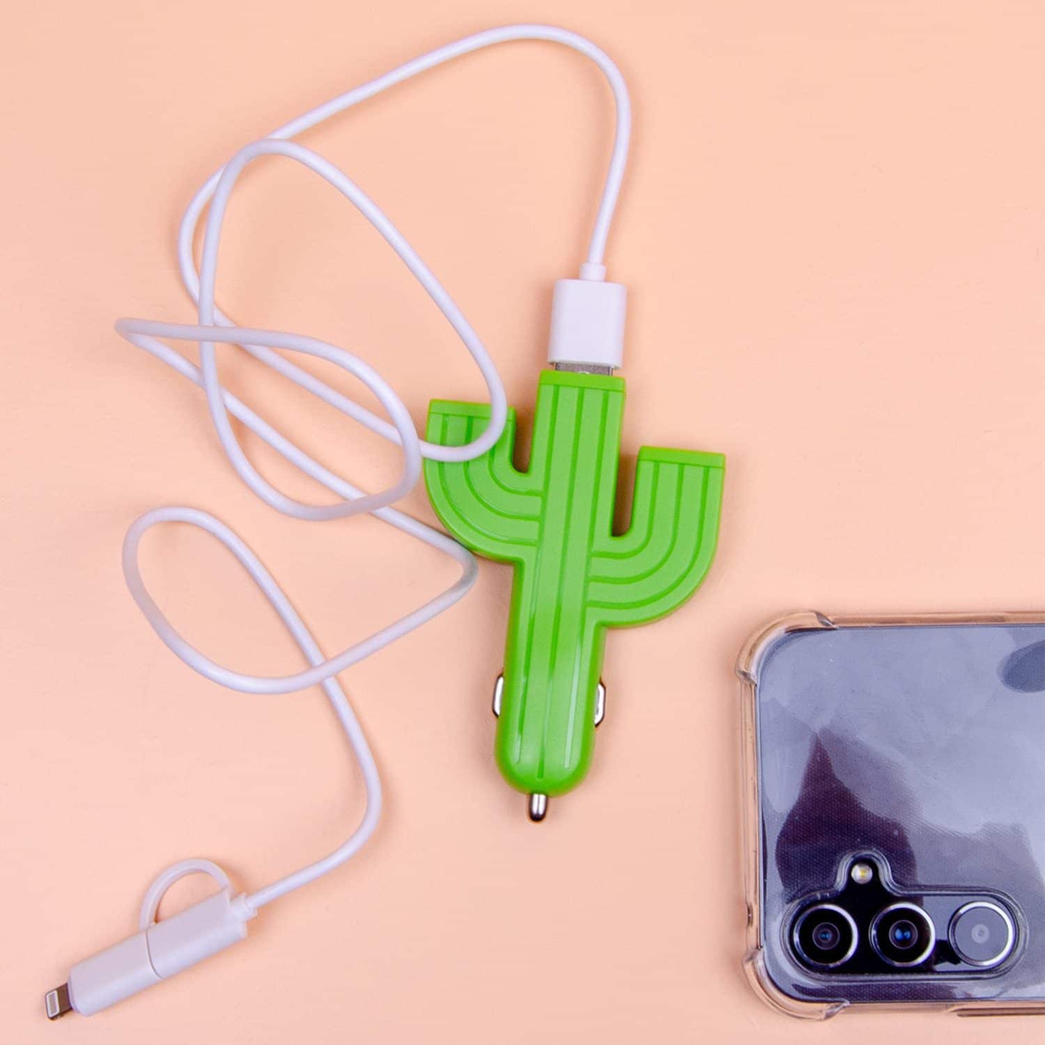 Kikkerland Cactus Usb Autolader Met 3 Poorten