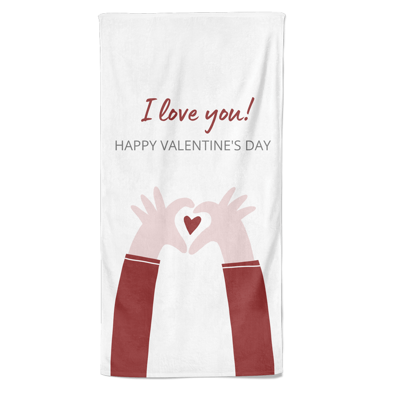 Pillowbuddies Valentijn handdoek I Love You Happy Valentine's day - Pillow Buddies