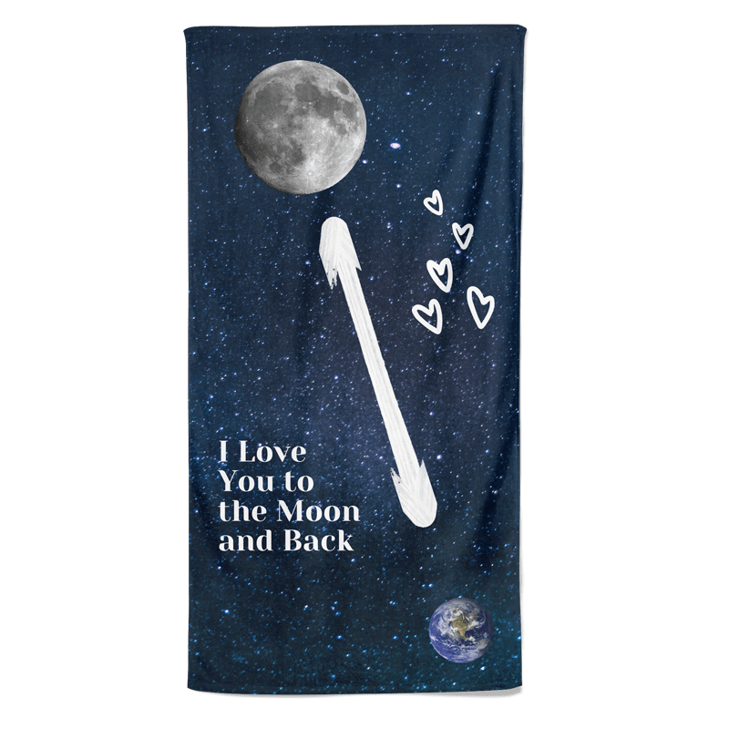 Pillowbuddies Valentijn handdoek I Love you to the Moon and back - Pillow Buddies