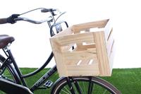 Willex Houten fietskrat Naturel Bloemmotief Rood 33L