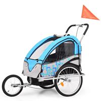 vidaXL Kinderfietskar en wandelwagen 2-in-1 blauw en grijs
