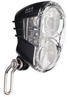 AXA koplamp Echo 15 lux led naafdynamo/fietsaccu voorvork zwart