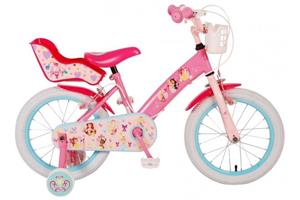 Volare Disney Princess Kinderfiets - Meisjes - 16 inch - Roze Blauw - Twee Handremmen