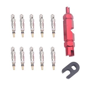 huismerk A5586 10 PCS Bicycle French Valve Core with Red Disassembly Tool