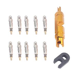 huismerk A5587 10 PCS Bicycle French Valve Core with Yellow Disassembly Tool