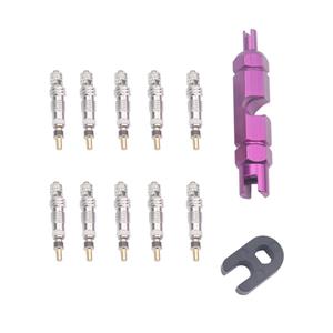 huismerk A5589 10 PCS Bicycle French Valve Core with Purple Disassembly Tool