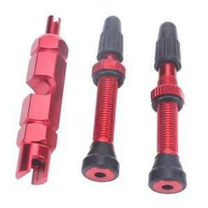 huismerk A5592 2 PCS 40mm Red French Tubeless Valve Core with Red Disassembly Tool for Road Bike