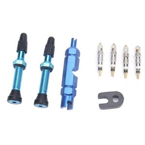 huismerk A5596 2 PCS 40mm Blue French Tubeless Valve Stem with Repair Kit for Road Bike