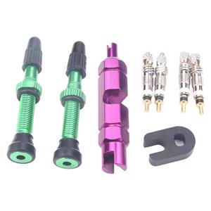 huismerk A5599 2 PCS 40mm Green French Tubeless Valve Stem with Repair Kit for Road Bike