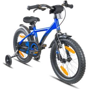 PROMETHEUS BICYCLES Kinderfahrrad 16, Blau Schwarz mit Stützrädern