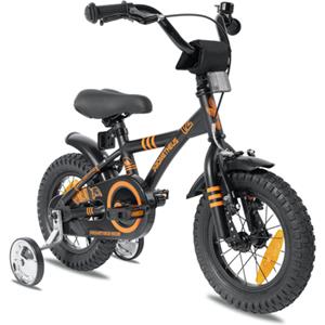 Prometheus Bicycles Kinderfiets met zijwieltjes 12 inch zwart - mat oranje